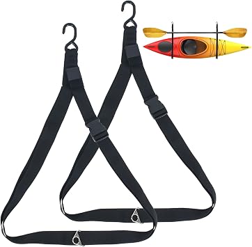 Kayak Storage Strap,Kayak Hanging Straps 1in/1.5in Wide,Adjustable Kayak Wall Mount Straps,Kayak Storage Strap System With Paddle Loops for Hanging 1or 2 Kayak,Paddle Board,Surfboard,Canoe2/4 Pack