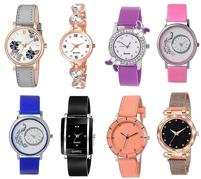 K Vajir Designed Analogue Womens Watch (Assorted Multicolour Dial, Multicolour Strap)(Pack of 8) (B08GJ17QP7) Amazon Price History, Amazon Price Tracker