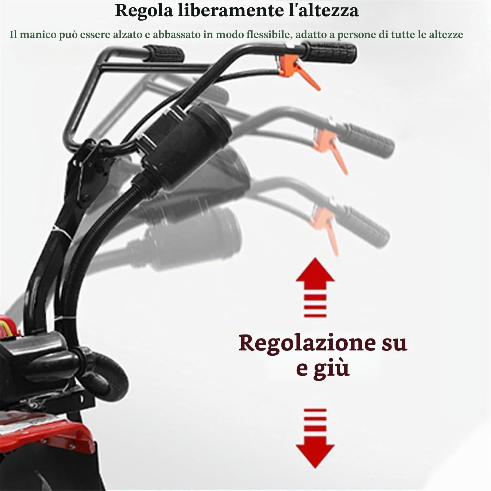Motozappa motocoltivatore zappatrice con motore a scoppio 4 tempi da 55 cc,zappatrice per terreno orto,potenza 2.2KW,larghezza di lavoro 400mm,profondità di lavoro 200mm