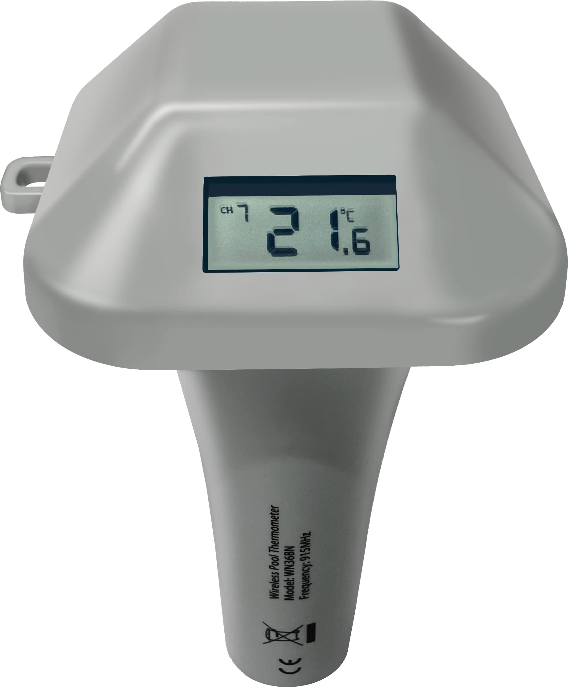 ECOWITT Termómetro inalámbrico para piscina WN0298, sensor de temperatura flotante fácil de leer para piscinas, agua de baño y jacuzzi, pantalla LCD interior, acoplamiento con 8 canales WN31/WN30