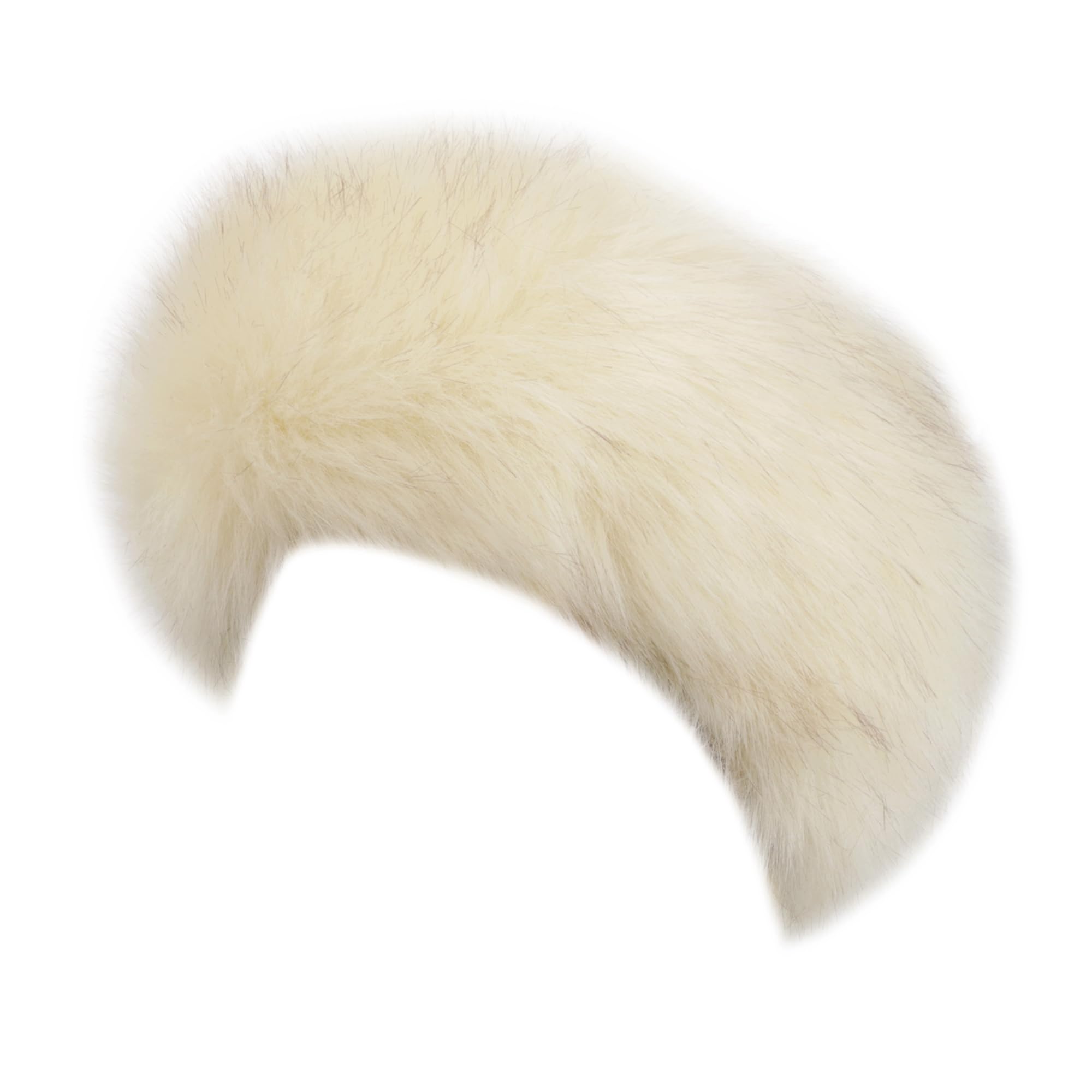 Winter Fluffy Faux Fur Headband Hat Ear Warmer Head Wrap Head Warmer for Women (Beige with Brown Tips)
