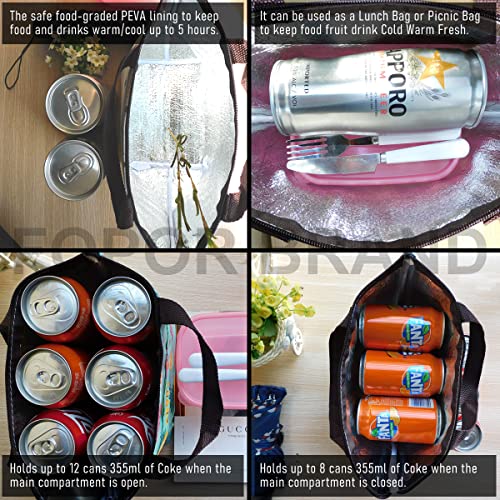 Picnic Insulated Cooler Bags Small - Thermal Canvas Lunch Tote With Zipper Pocket Handle,Beach Camping Party Office Work Garden Reusable Picnic Diner Lunch Insulated Cooler Bags Box/Colorful Fruits #TOP4