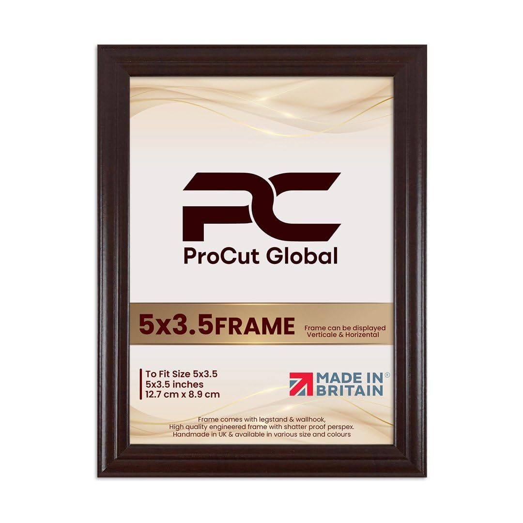 Procut Global 5X3.5 Mahogany Picture Frames - Classic Wooden Photo Frame with Shatterproof Perspex for Wall or Tabletop - Perfect for Posters, Certificates & Prints - Sizes & Colors Available