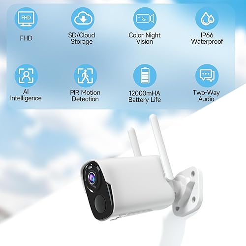 Miniatura 8 de Cámaras de seguridad inalámbricas de 5 MP para exteriores con panel solar, detección de IA, QHD 2K (2560 x 1920P) Cámara de seguridad de visión