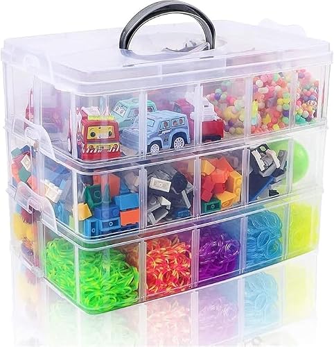 Daskid Transparent Craft Storage Box With Handle Includes 3 Layer Multipurpose Storage Box With Compartments Organiser Box Cosmetics Craft Beauty Sewing And Medicine Storage