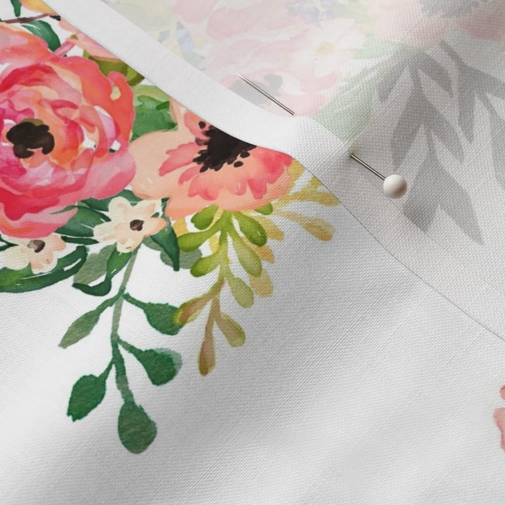 Spoonflower Fabric - Boho, Floral, Arrows, White, Pink, Green, Flowers, Nursery, Girl, Printed on Petal Signature Cotton Fabric by The Yard - Sewing Quilting Apparel Crafts Decor
