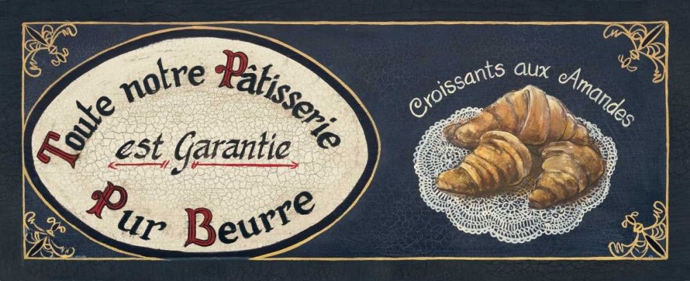 Feeling at home Toile encadrée avec boîte américaine, croissants, gorham-Gregory-Country-French-Fine Art-Art Impression sur cadre en bois-Horizontal-43 x 106 cm