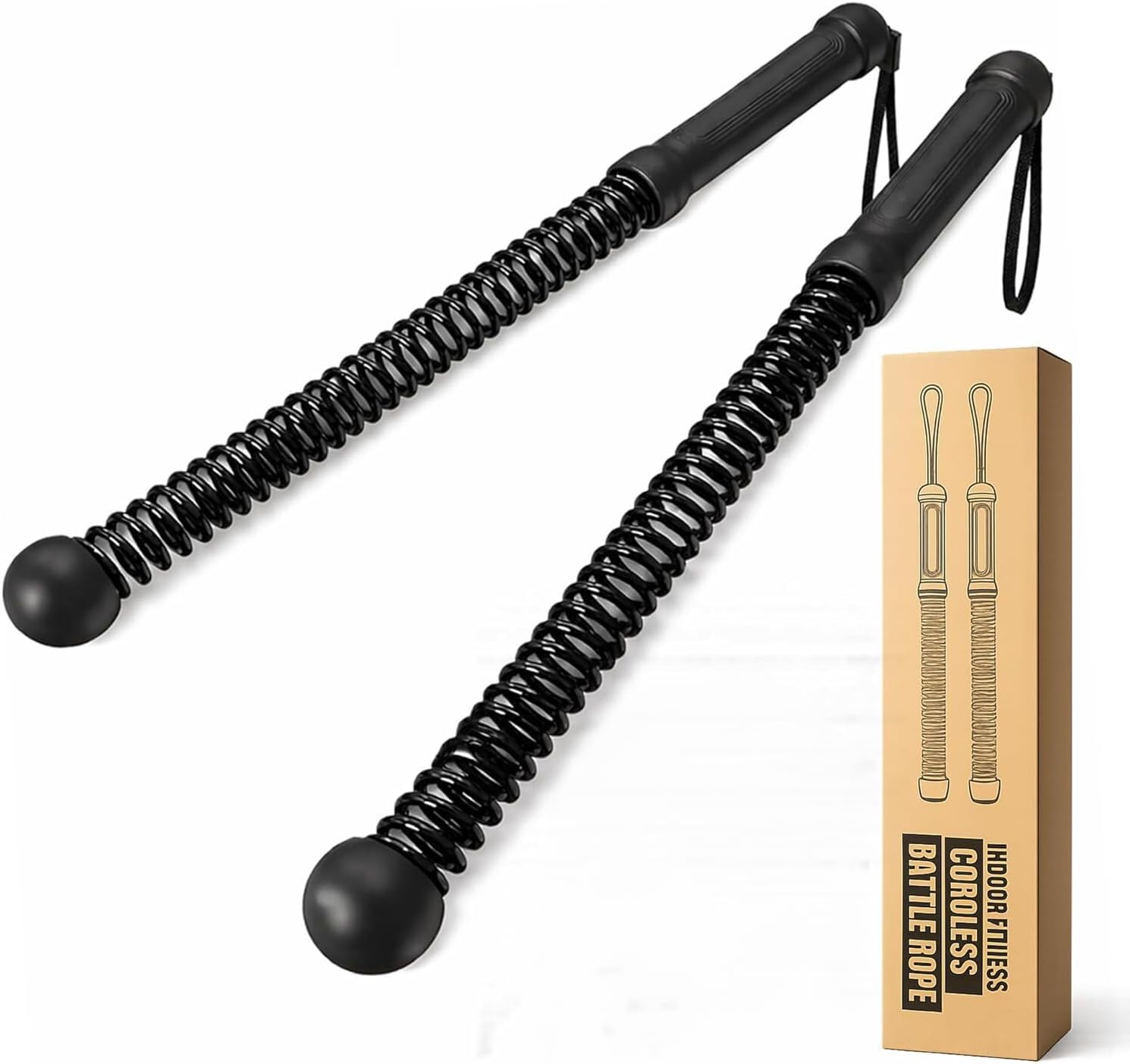KRYPTX Cordless Battle Ropes for Home Gym – Ropeless Battle Ropes – Heavy Duty Portable Exercise Rope for Strength Training – HIIT Workout, Cardio & Full Body Fitness Training