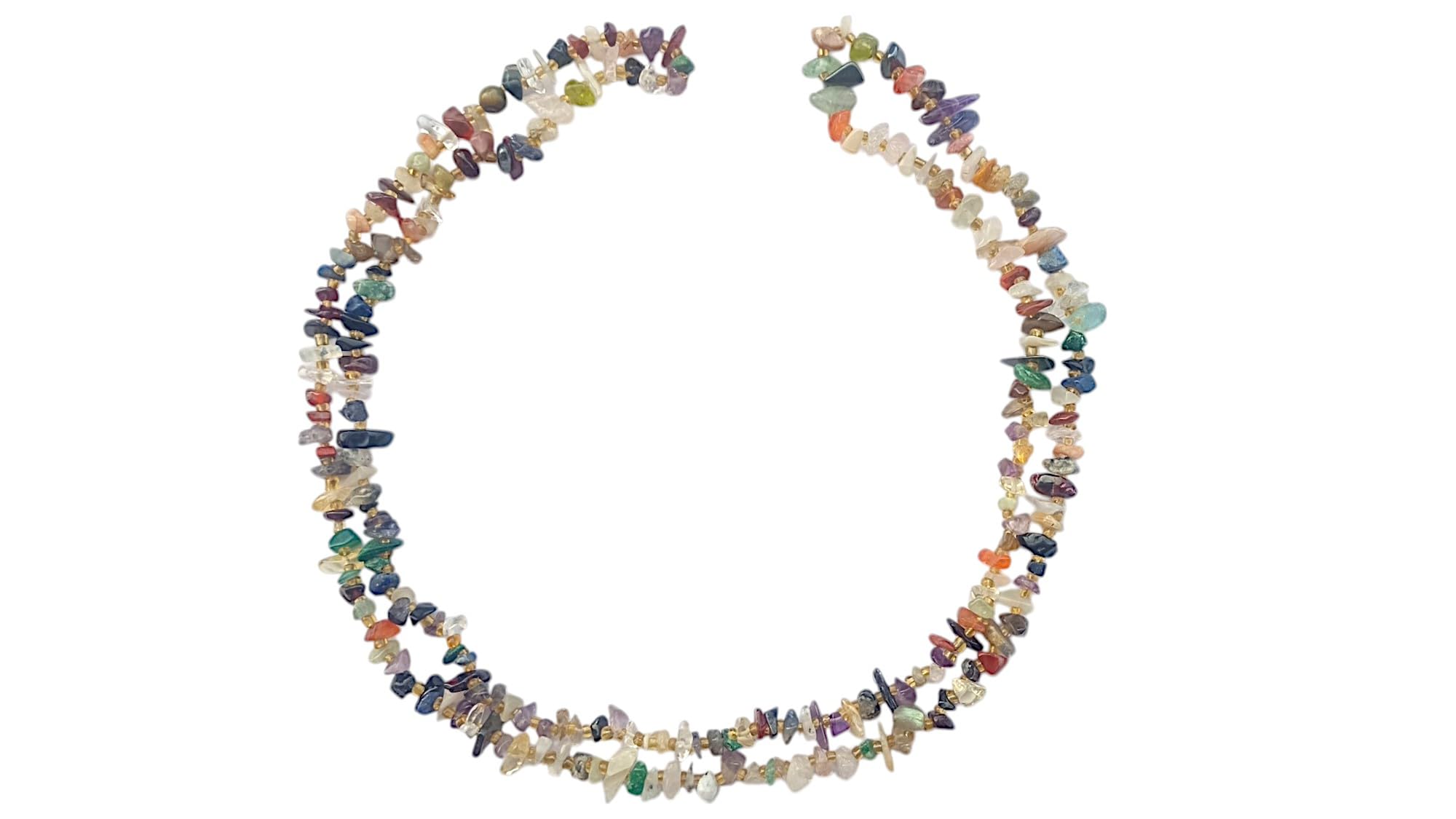 Collar de pepitas de piedras naturales de 86cm de diseño artesanal multicolor 5