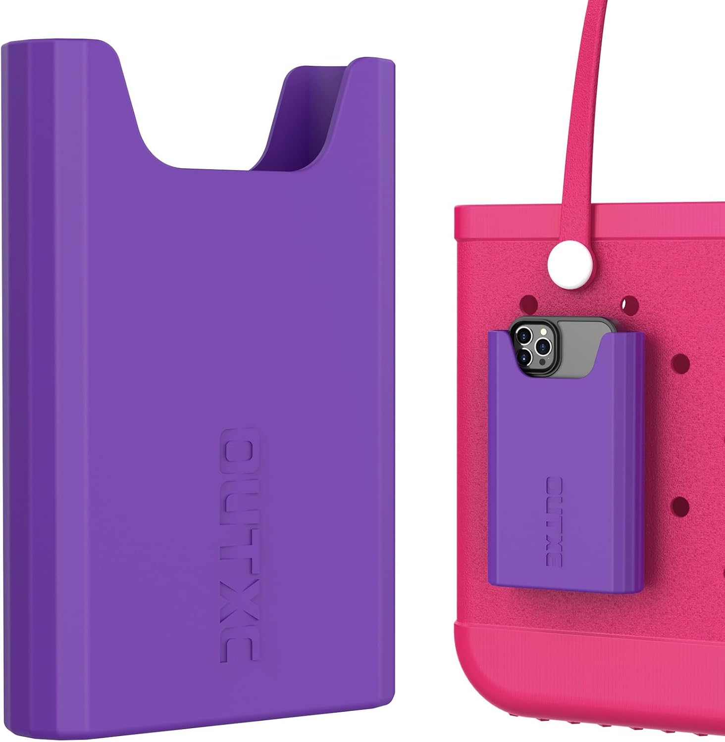 OUTXE Silicone Phone Holder for Bogg Bag, Phone Case Holder Charms Accessory Compatible with All Bogg Bags, Cell Phone Holder for Bogg Bags, Phones Insert Attachment for Beach Tote-Purple