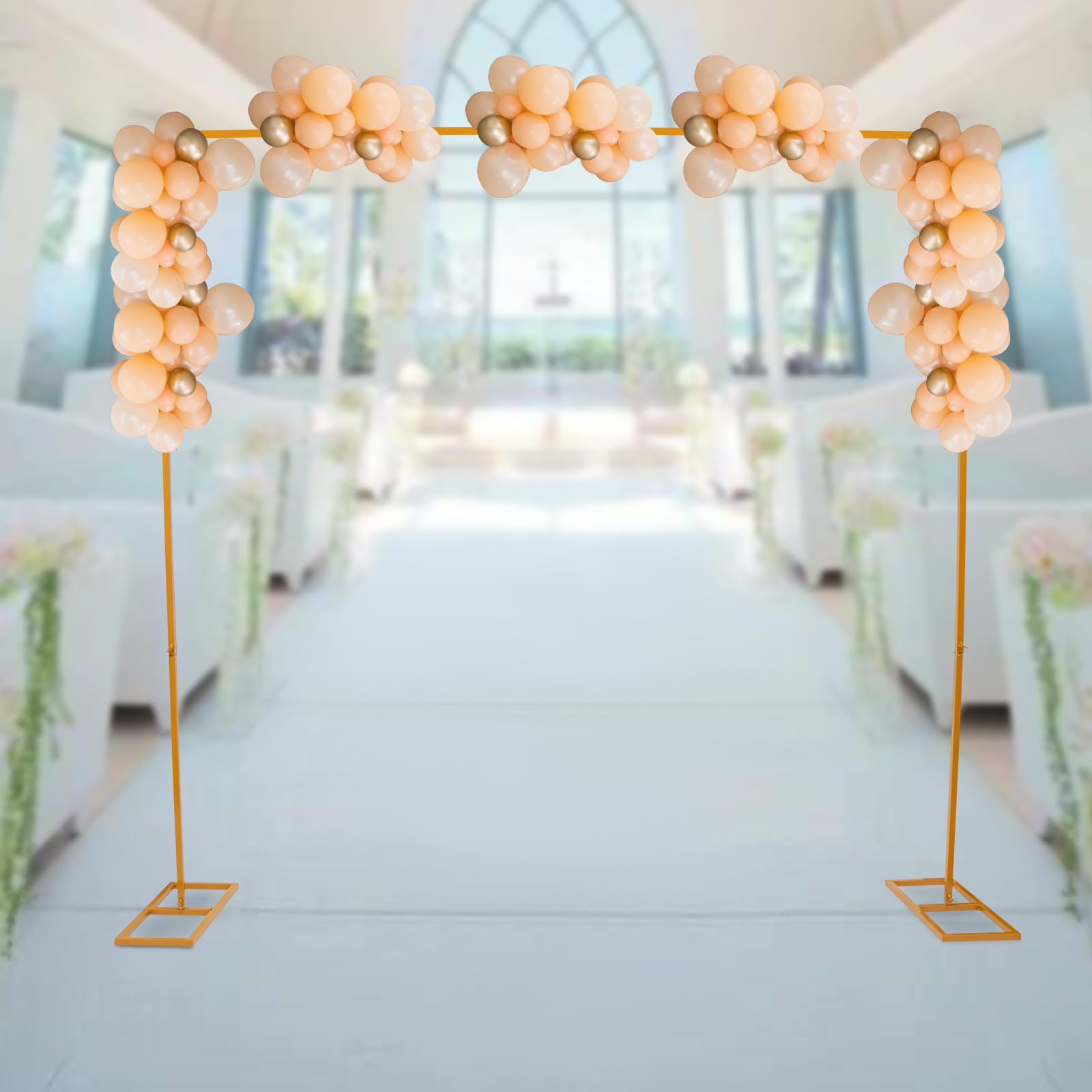 Hochzeitsbogen 2.4 * 2.4m Hochzeit Blumenständer Wedding Arch Dekor Bogen für Hochzeit Geburtstag Party Gartendekoration usw (Gold)