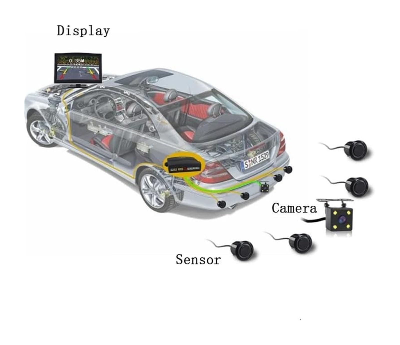 Radar Recul Arrière pour Voiture Capteurs Stationnement Assistance Alerte Sonore Surveillance Utilisation Véhicule Caméra Système De Radar De Recul(B)