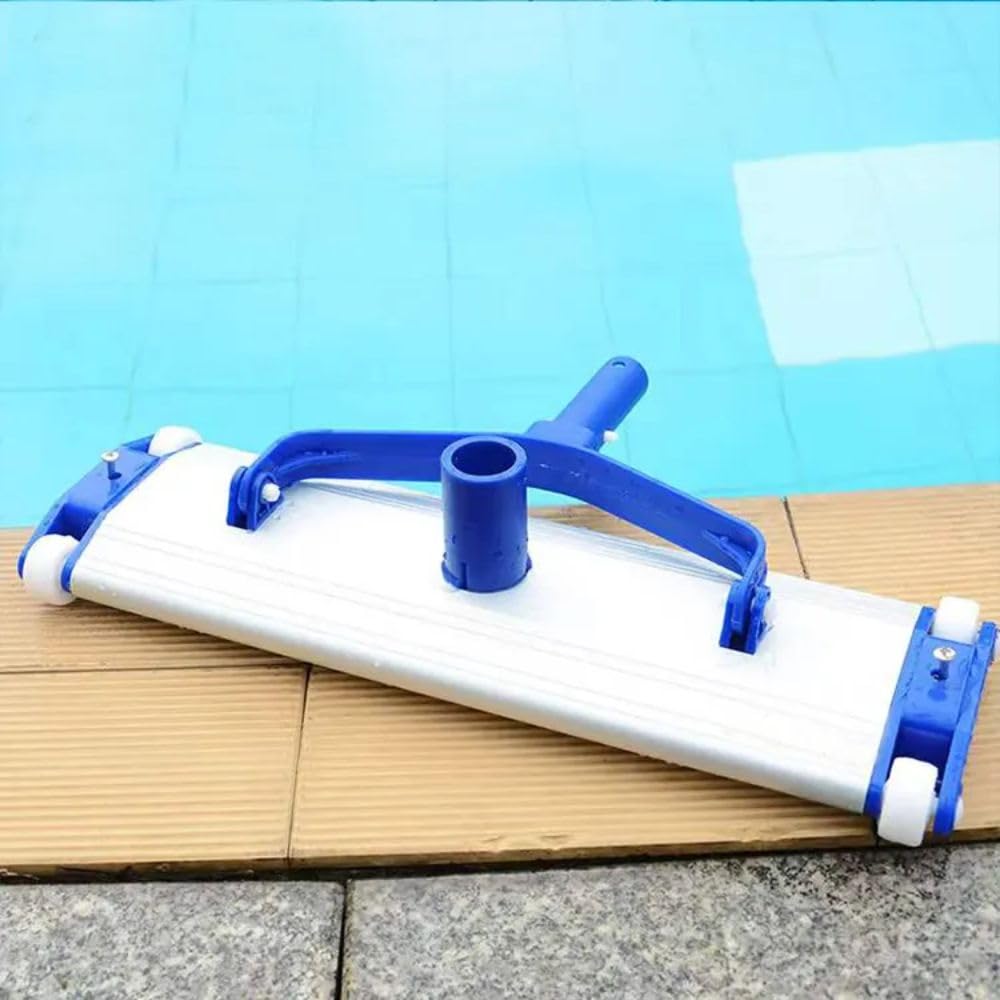 Siqua Limpiafondos Piscina Aluminio Resistente 35 cm, Aspirador Manual para Piscinas, Compatible con Manguera Ø38 mm y Pértiga con Clip, Accesorio de Limpieza y Mantenimiento de Agua Cristalina