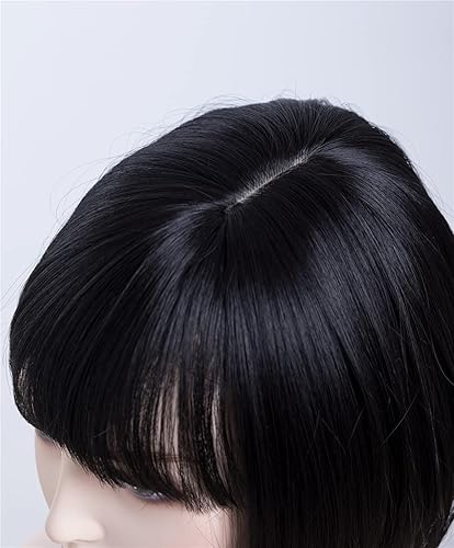 Miniatura 5 de Peluca de pelo de 10 pulgadas con flequillo para mujeres con cabello delgado, sintético estilo Bob, extensiones de cabello, color negro
