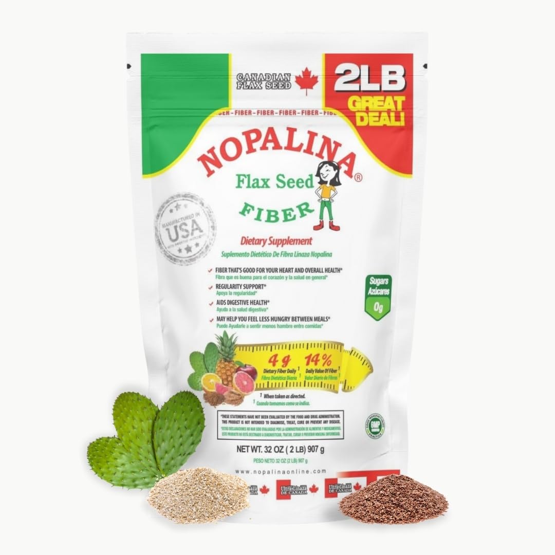 Nopalina Fiber Formula | 2 Lb Bag | 60 Servings | Flax Seed, Psyllium, Oat and Wheat Bran, Omega 3, 6 & 9 | Can Help with Regularity & More | The Original