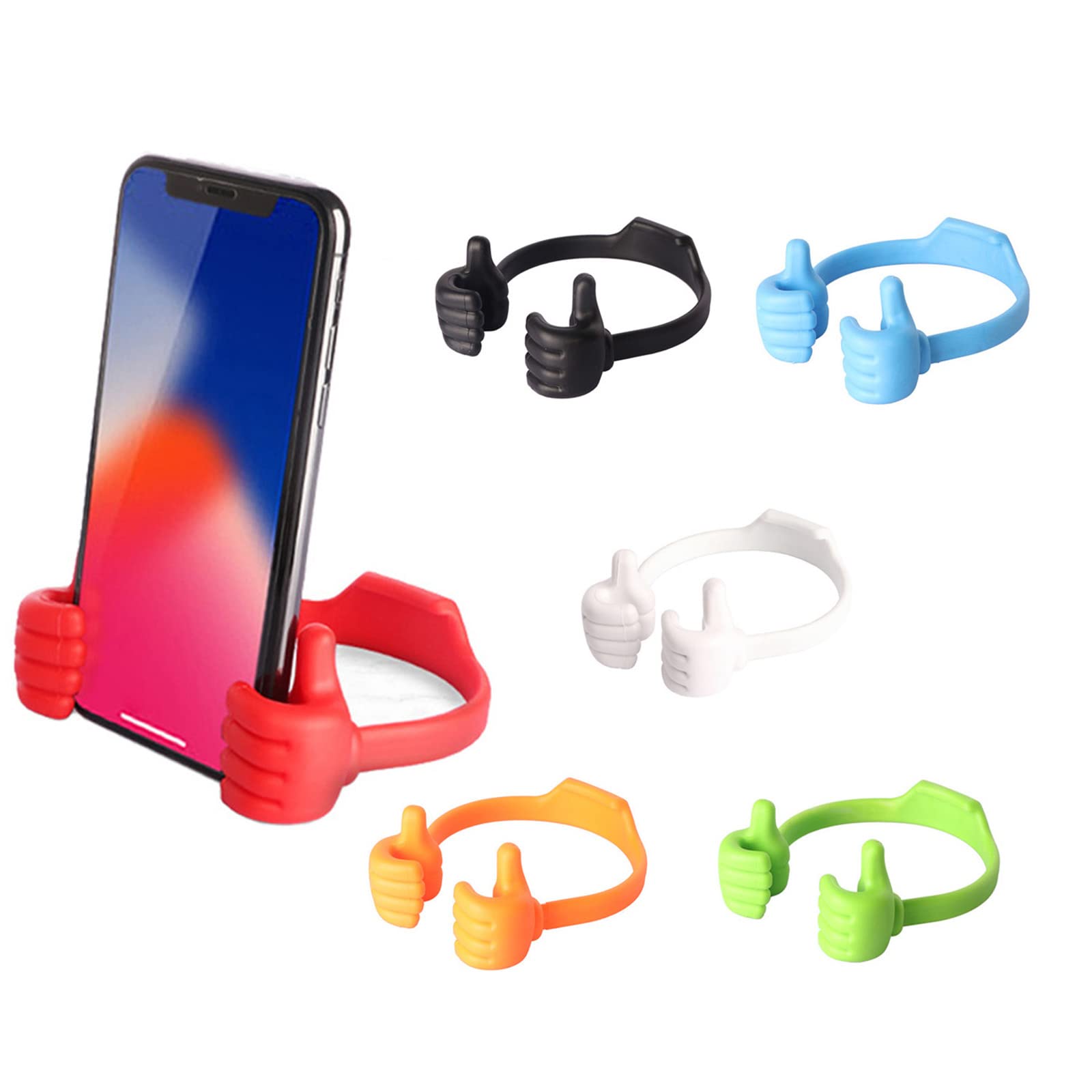 6 Pcs Mobile Phone Holder Thumb CellPhone Stand Portable Thumb Smartphone Holder Stand 6 Colors for Home Office Travel