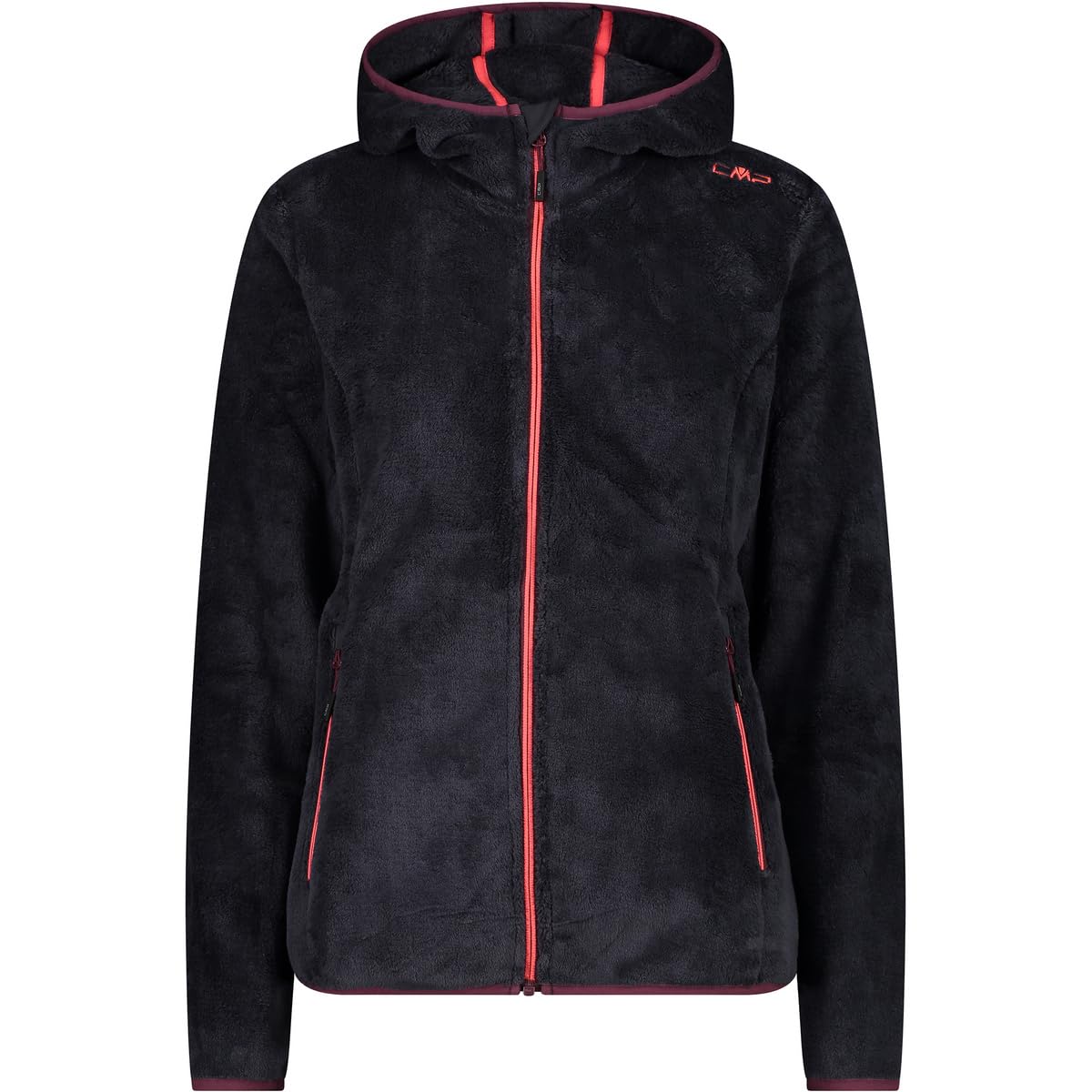 CMP - Woman Jacket Fix Hood, Anthracite-Burgundy, XS