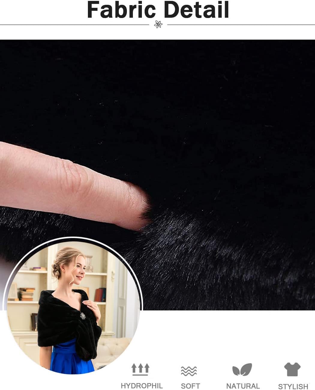 JAKAWIN Women’s Faux Fur Wraps and Shawls Bride Wedding Fur Stole Bridal Fur Shrug Scarf Cover Up for Women - Image 6