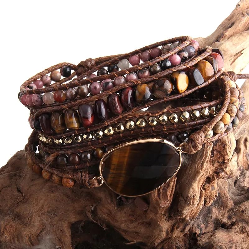 Image of Boho Stone Wrap Bracelet for Women,Turquoise Beaded Bracelet Jewelry Gift
