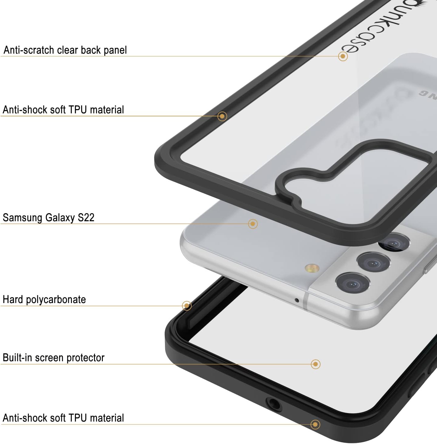Punkcase Galaxy S22 Waterproof Case [Extreme Series] [Slim Fit] [IP68 Certified] [Shockproof] [Dirtproof] [Snowproof] Armor Cover for Galaxy S22 5G (6.06") (2022) [Black]