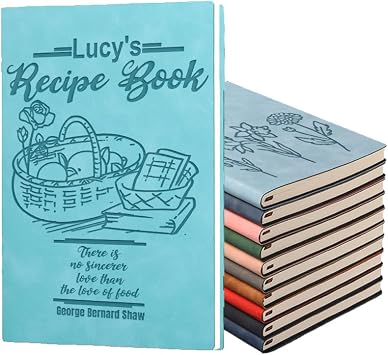 Personalized Recipe Books Custom Engraved Leather Recipe Book to Write in Your Own Recipes Family Cookbook Journal for Mom Dad Wife Daughter Peacock Blue