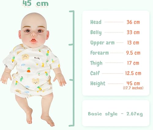Miniatura 8 de Muñecas de bebé Reborn de silicona completa, silicona realista de cuerpo completo de 17.7 pulgadas, no muñecas de vinilo, regalos realistas para
