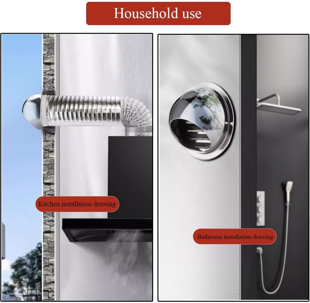 2-11.8 Inch Air Vent 304 Stainless Steel Wall Vent Outlet Round Soffit Vents Exhaust Covers Wall Mount