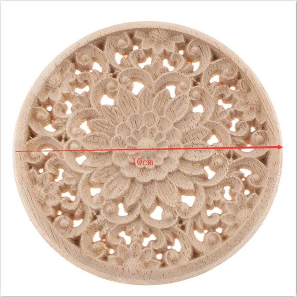 Wooden Corner Onlay Applique Carved Frame for Furniture Decor, Floral Design Wood Applique for Cabinet Door Mirror Window DIY Craft, Paintable, 10 cm, 1 Piece-image-43
