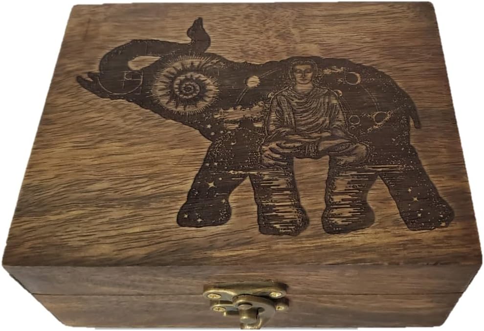 Engraved Yoga Elephant Jewelry Box Beautiful Trinket Keepsake Box | Earrings Necklace Storage Box for Girls Women | Yoga Elephant Lover Gift Idea Valentine's Day, Birthday Christmas, Weddings, Animals Yoga Buddha Lover Gifts Ornament for Home Décor