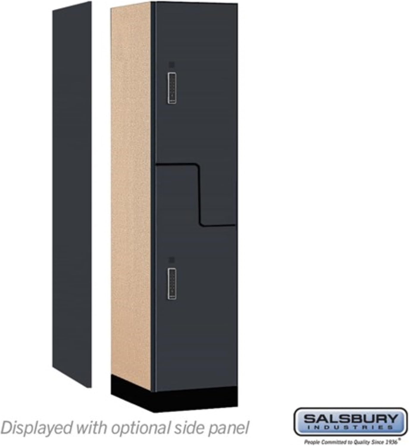 Salsbury Industries 18" Wide Premier Wood Locker-Double Tier 'S' Style-1 Wide-6 Feet High-21 Deep-Carbon Mesh-Black Electronic Locks