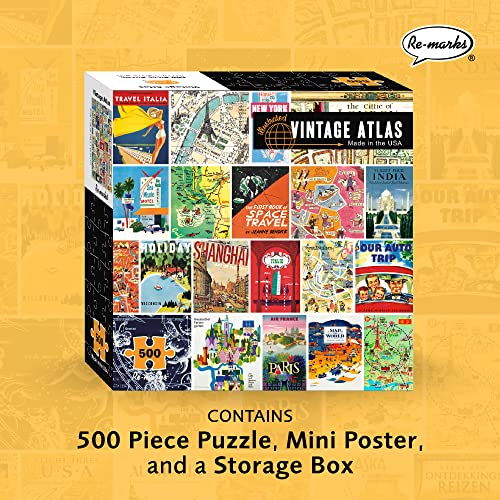 Re-Marks Vintage Atlas Collage 500-Piece Jigsaw Puzzle For All Ages #TOP1