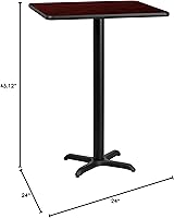Vista 10 de Flash Furniture 24'' Square Walnut Laminate Table Top with 22'' x 22'' Bar Height Table Base