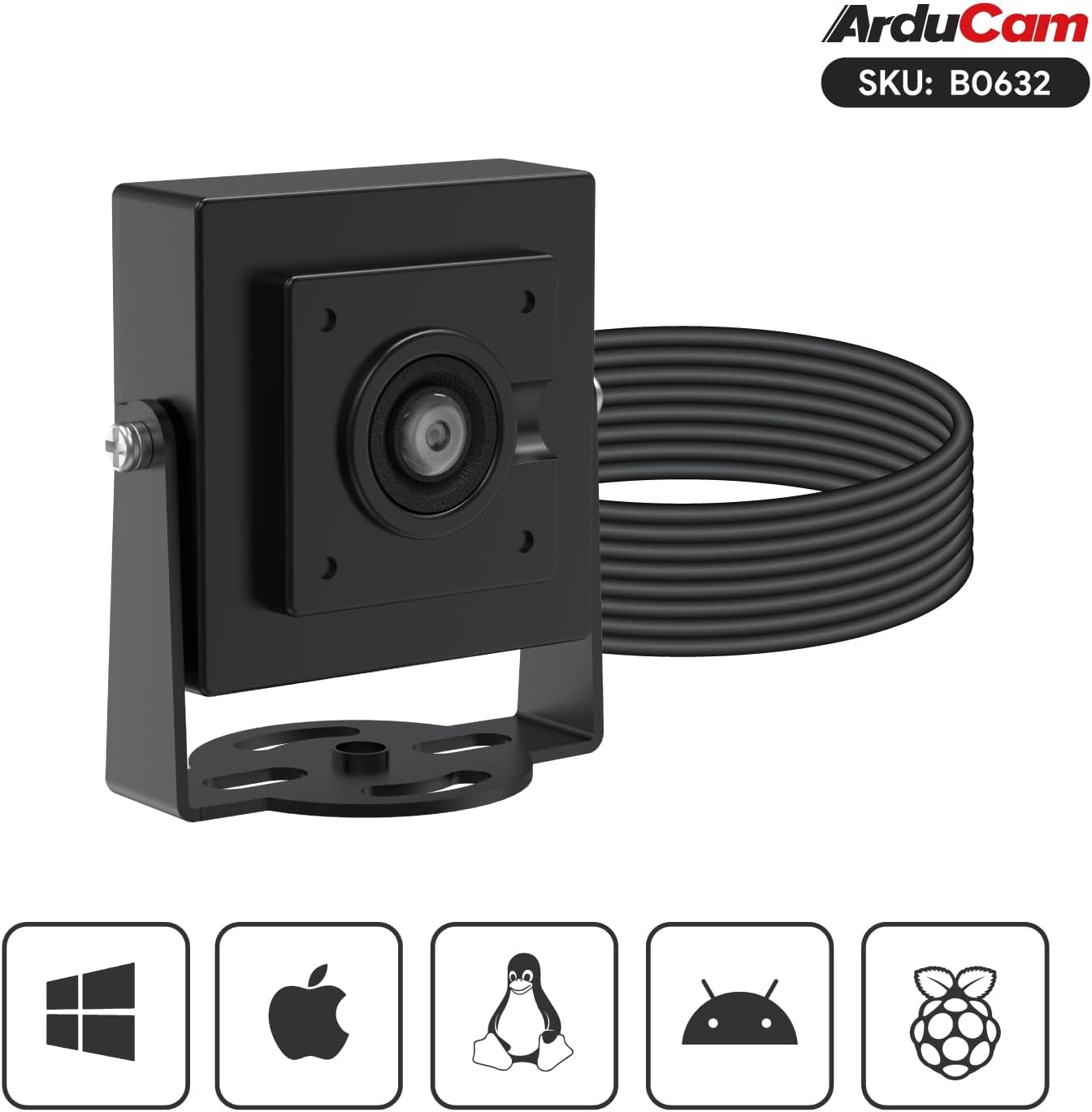 Arducam VGA Global Shutter USB Camera Module, 800 FPS@QQVGA High Speed Camera, Monochrome Wide Angle UVC Webcam for Windows, Linux OS