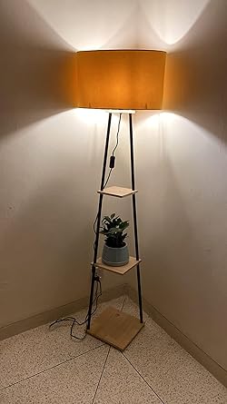 Crowner Bright BRICKX Floor lamp for Living Room with Beige Jute Shade