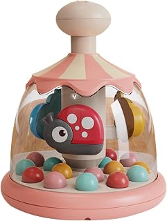 Juguetes Giratorios para Bebés | Carrusel Colorido Push & Spin Toy Material ABS | Juguete Musical Educativo Interactivo | Aprendizaje para Niños De 2 A 4 Años | 19,5x15,5 Cm Tamaño Compacto