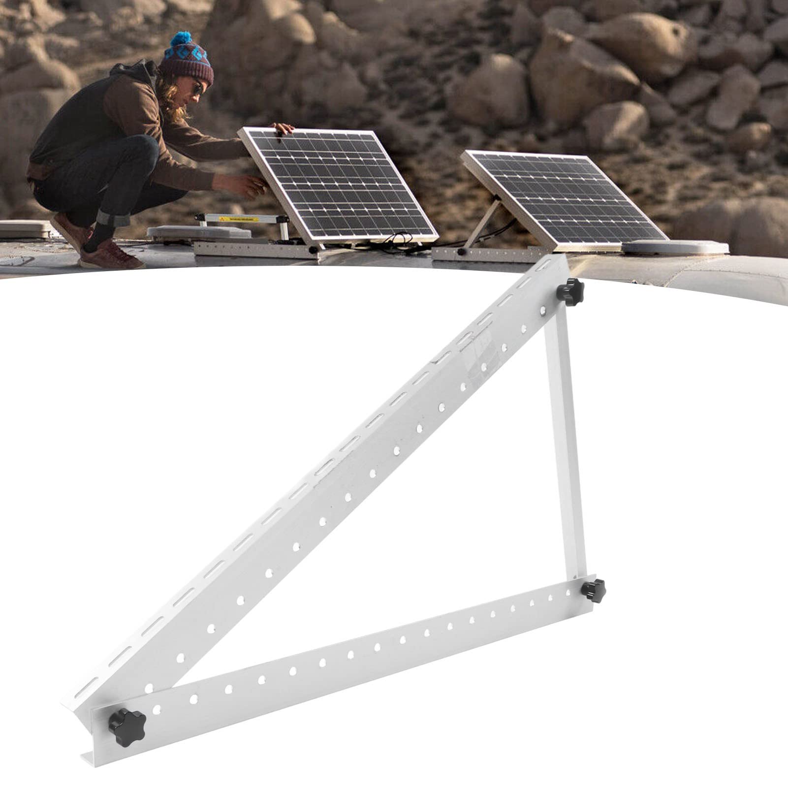 Staffe di Montaggio Inclinabili Per Pannello Solare Regolabili, Staffe Per Pannello Solare Pieghevoli in Lega di Alluminio da 28 Pollici Per 150 W Sotto Il Pannello Solare Per Barche, Camper, Tetto