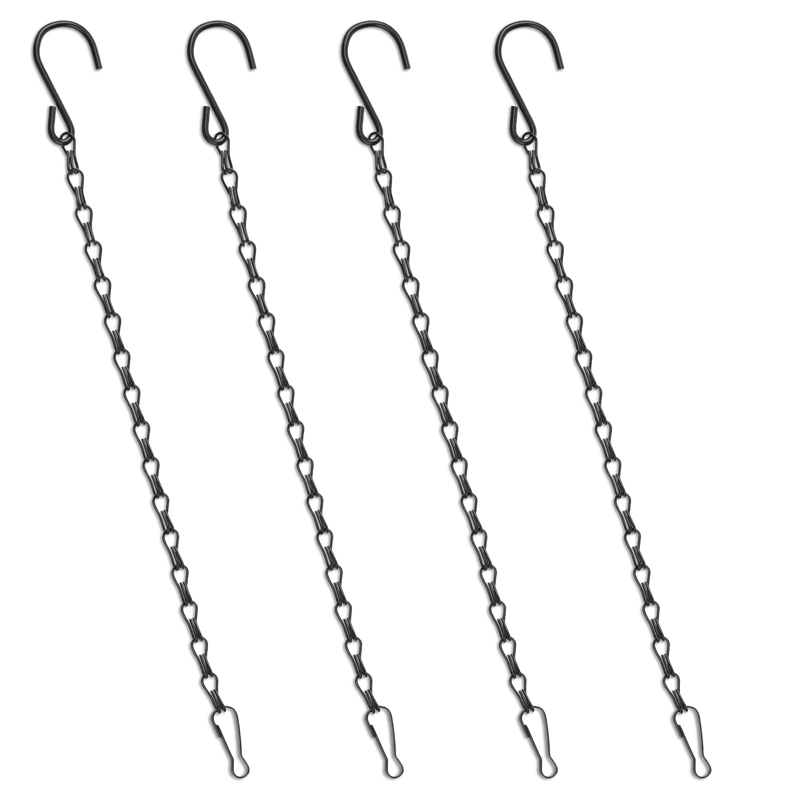 Bewudy Wiszący łańcuch do kosz, 33 cm, czarny z haczykami, łańcuszek do zawieszenia, do karmniki, sadzarki, lampionów i ozdób