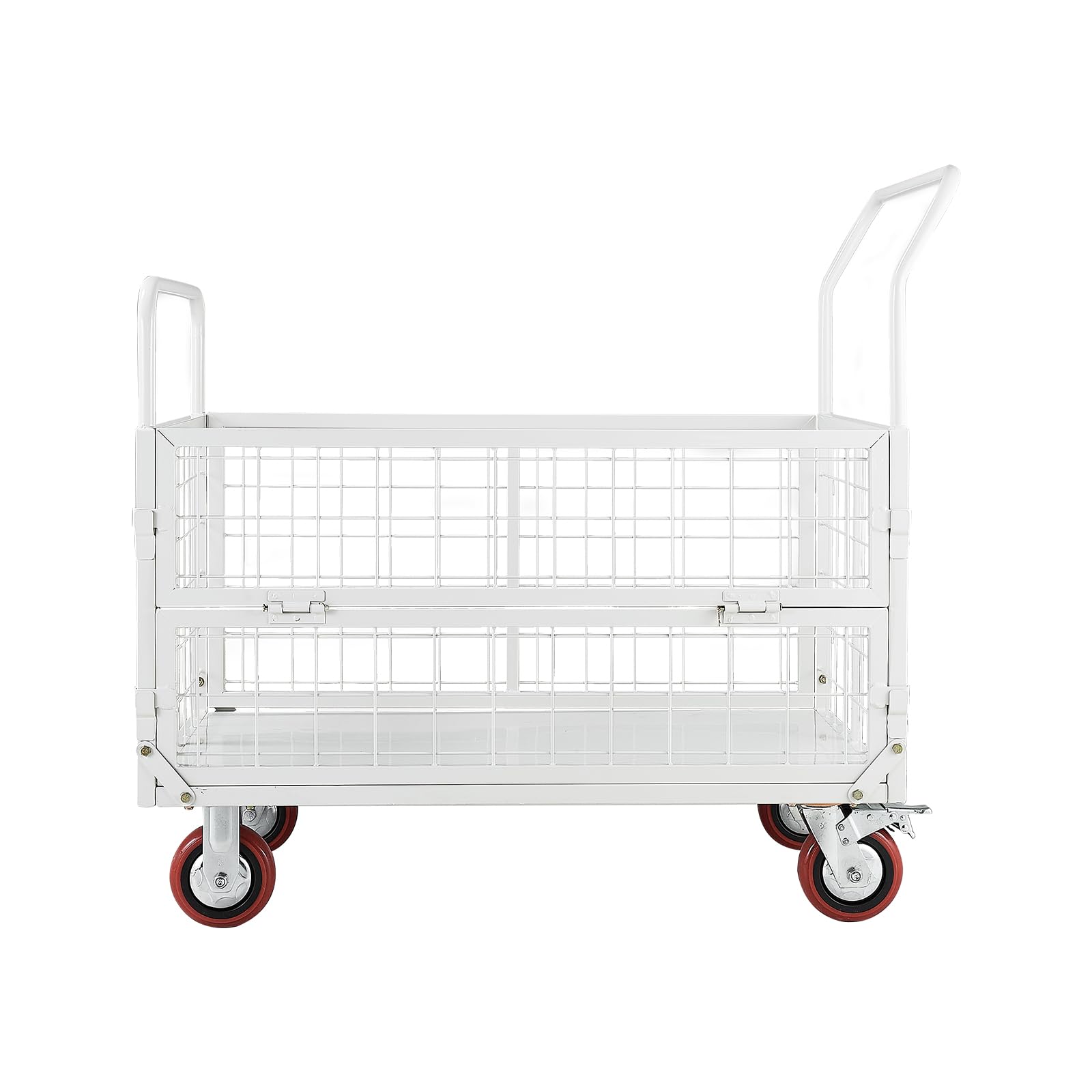 VEVOR Carrello a Piattaforma Cesto con Gabbia, Capacità Carico max. 907,18 kg, Carrello a Pianale Contenitore a Griglia per Trasporto Merci Pacchi Logistica Lavanderia, 1130 x 675 x 1070 mm