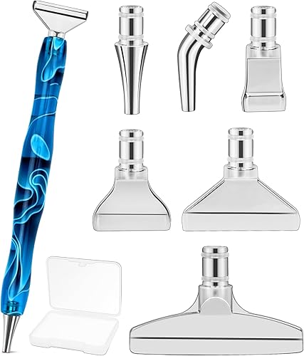 YULOFMVE Bolígrafo de pintura de diamante, de resina de agarre cómodo, con 6 puntas de metal de acero inoxidable diferentes, accesorios de pintura
