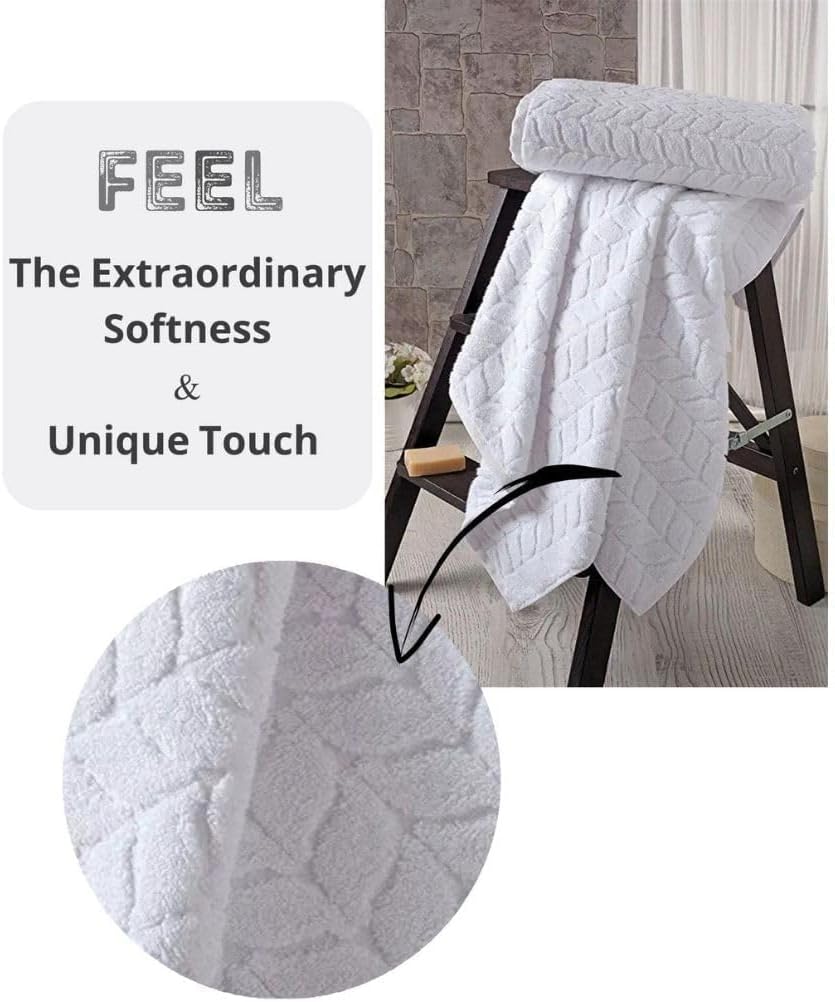 BAGNO MILANO Turkish Cotton Ultra-Soft Plush Absorbent Quick Dry Bathroom Towel Set, Made in Turkey (PetrolBlue, 6 pcs Towel Set) - Image 4