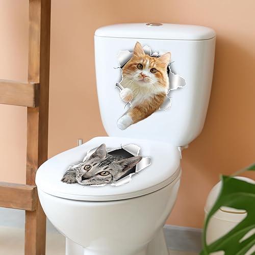 Miniatura 3 de 3 hojas 3D animal impermeable tapa de PVC adhesivo de vinilo extraíble gatos papel pintado murales gato divertido gato cubierta cubierta tapa