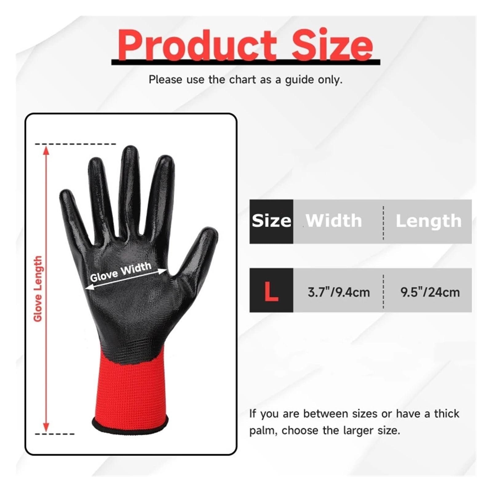 Genérico Guantes de trabajo recubiertos nitrilo, jardinería antideslizante transpirable for construcción, jardín, patio, guante Industrial(NBK080 10Pairs)