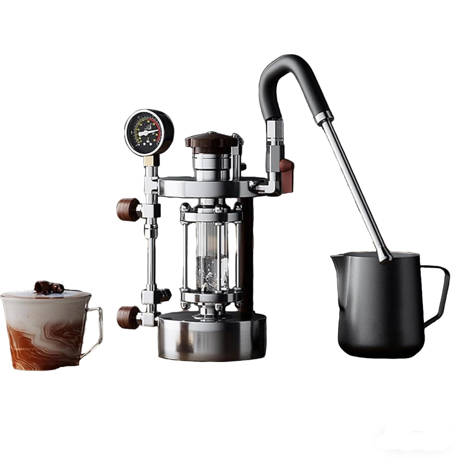 Przenośny elektryczny spieniacz do mleka i parowar, ręczny przyrząd do robienia pianki do cappuccino, latte, gorącej czekolady, pojemność 700 ml, regulowana różdżka parowa, ciśnienie 1-2,5 bar