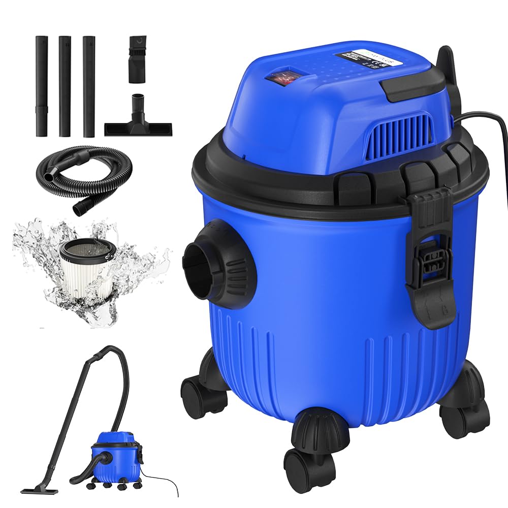 Aspirateur eau et poussière 800 W - Aspirateur mobile pour sols durs / tapis / poils d'animaux / voiture / maison - Fonction soufflage - Prise de courant