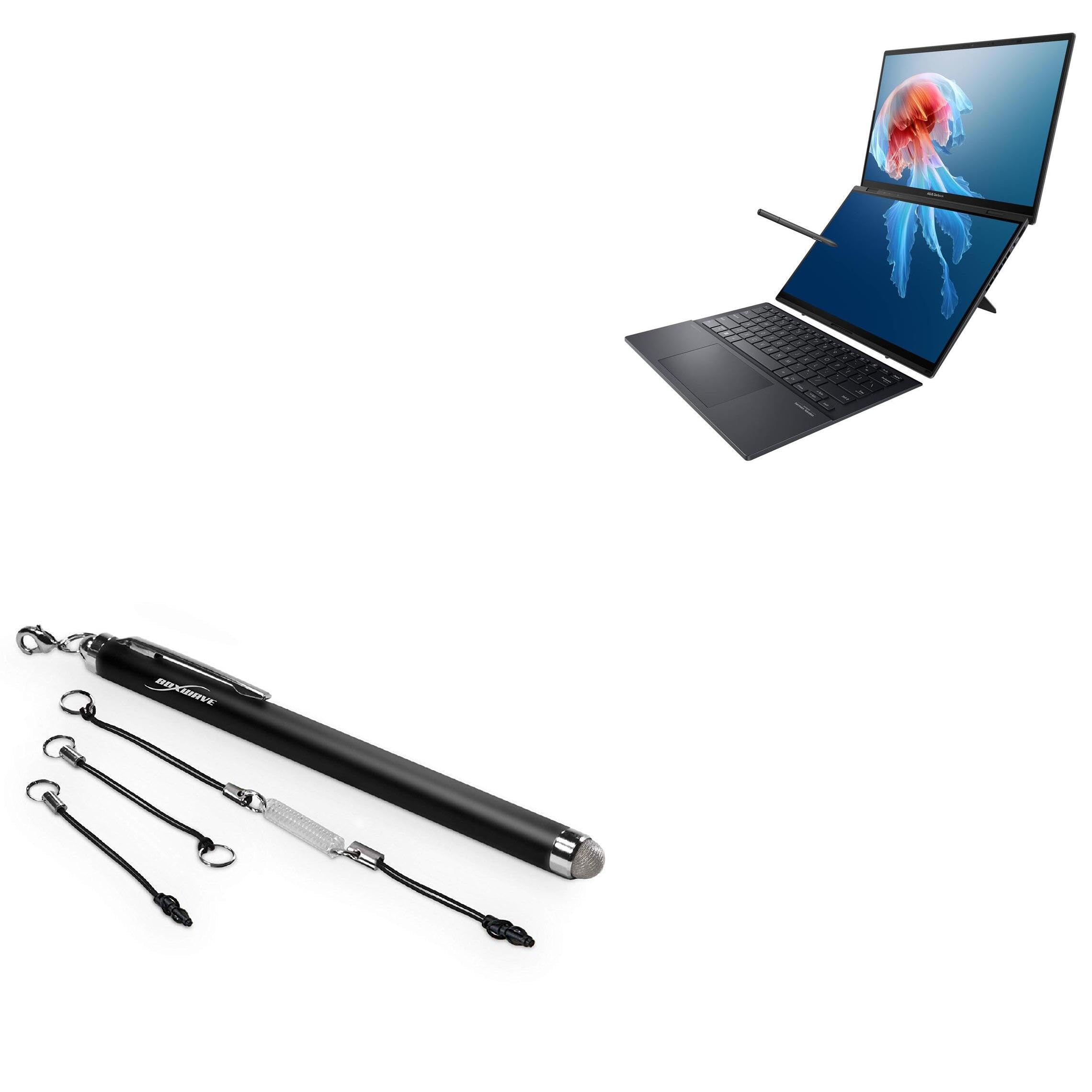 BoxWave Stylus Pen Compatible with ASUS Zenbook Duo UX8406MA-DS76T - EverTouch Capacitive Stylus, Fiber Tip Capacitive Stylus Pen - Jet Black