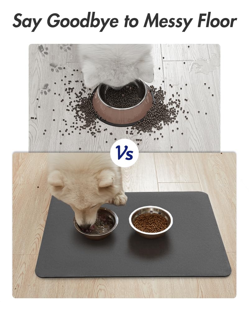 MontVoo - Tapis d'alimentation absorbant pour animaux de compagnie - Tapis pour chien anti-taches pour bol de nourriture et d'eau - Séchage rapide - Tapis de distributeur d'eau pour chien, chat et