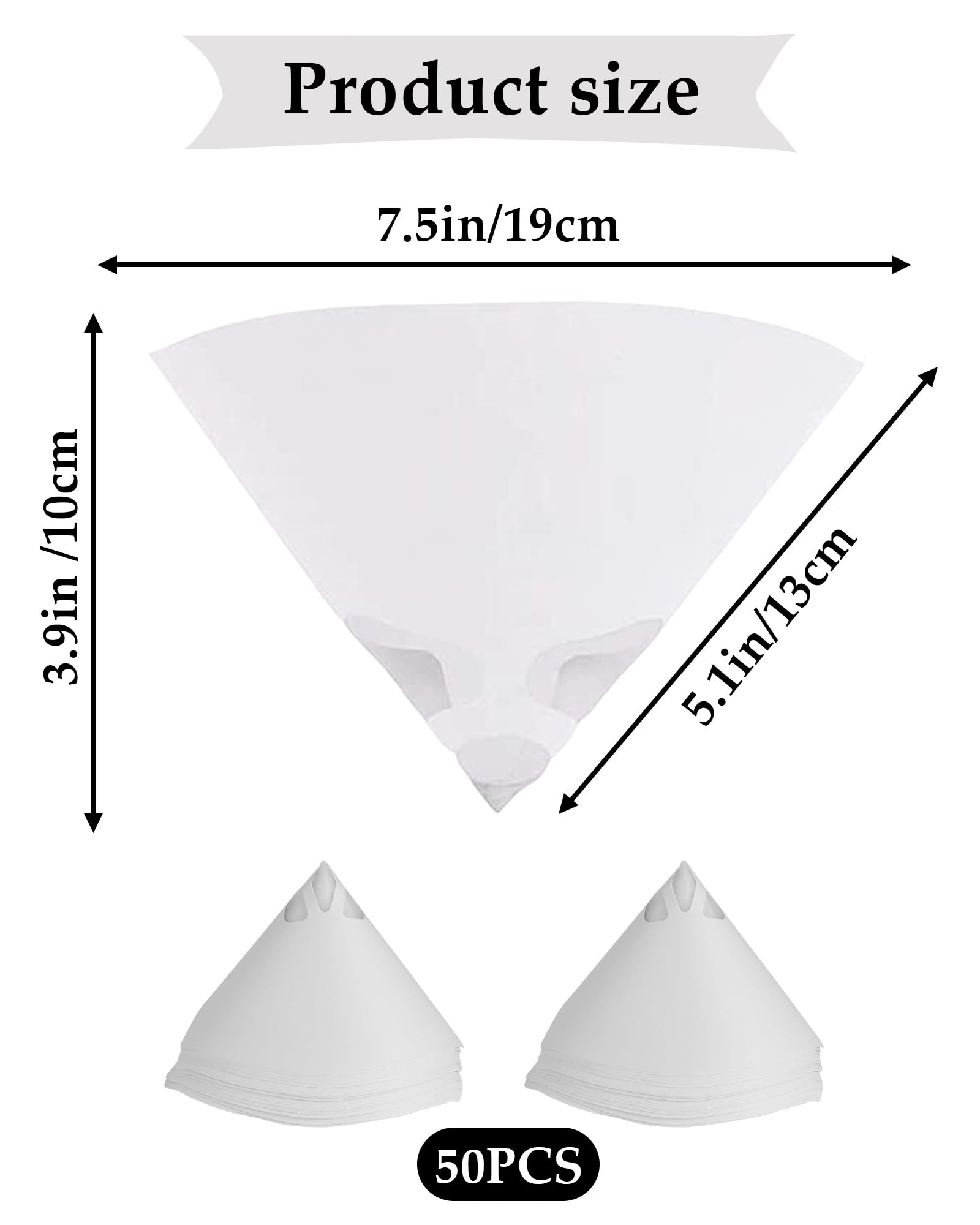50 Pièces Filtre à Peinture, Filtres à Peinture Coniques en Papier, pour Filtrer Les Peintures et Les Vernis des Impuretés, Générique Funnel, Blanc