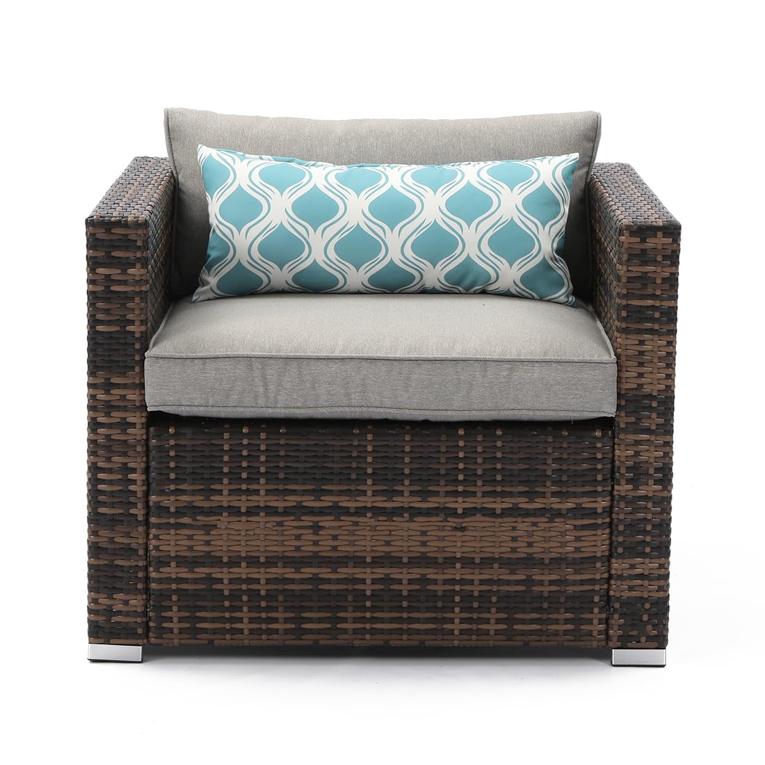 COSIEST All-Weather Patio Chair, Single Sofa Brown Grey