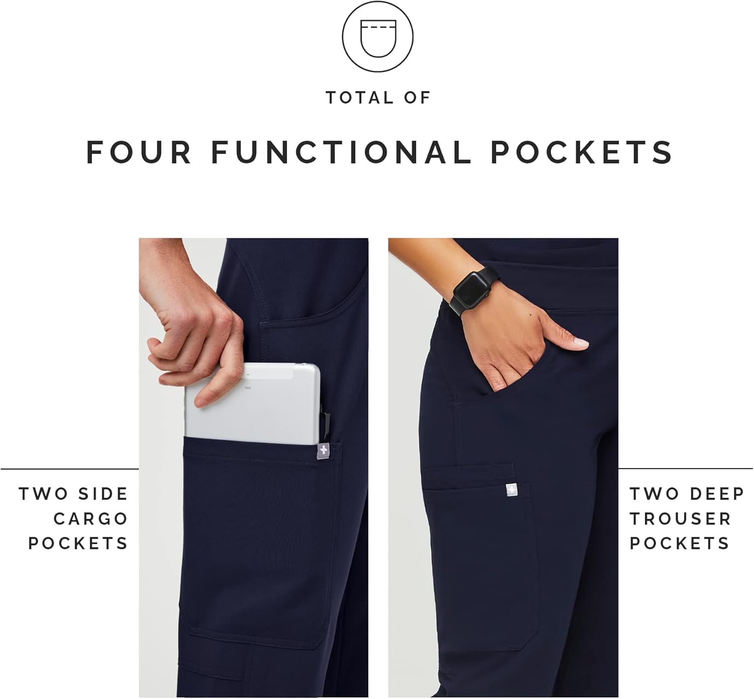 FIGS Kade Cargo Scrub Pants for Women - Navy, 2XL - Image 6