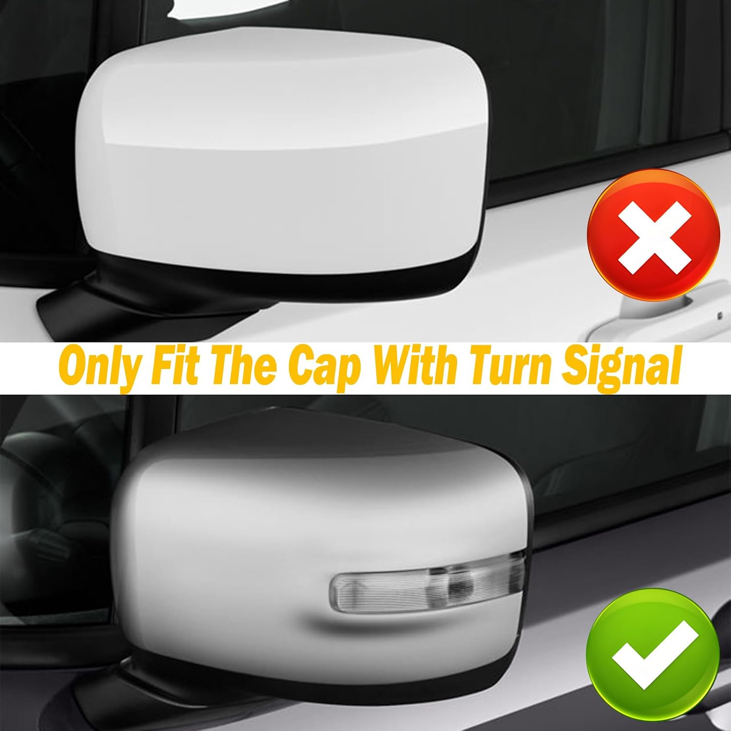 Gloss Black Side Mirror Cover Cap Fits For 2015 2016 2017 2018 2019 2020 2021 2022 Jeep Renegade With Turn Signal Replace CH1327100 CH1326100